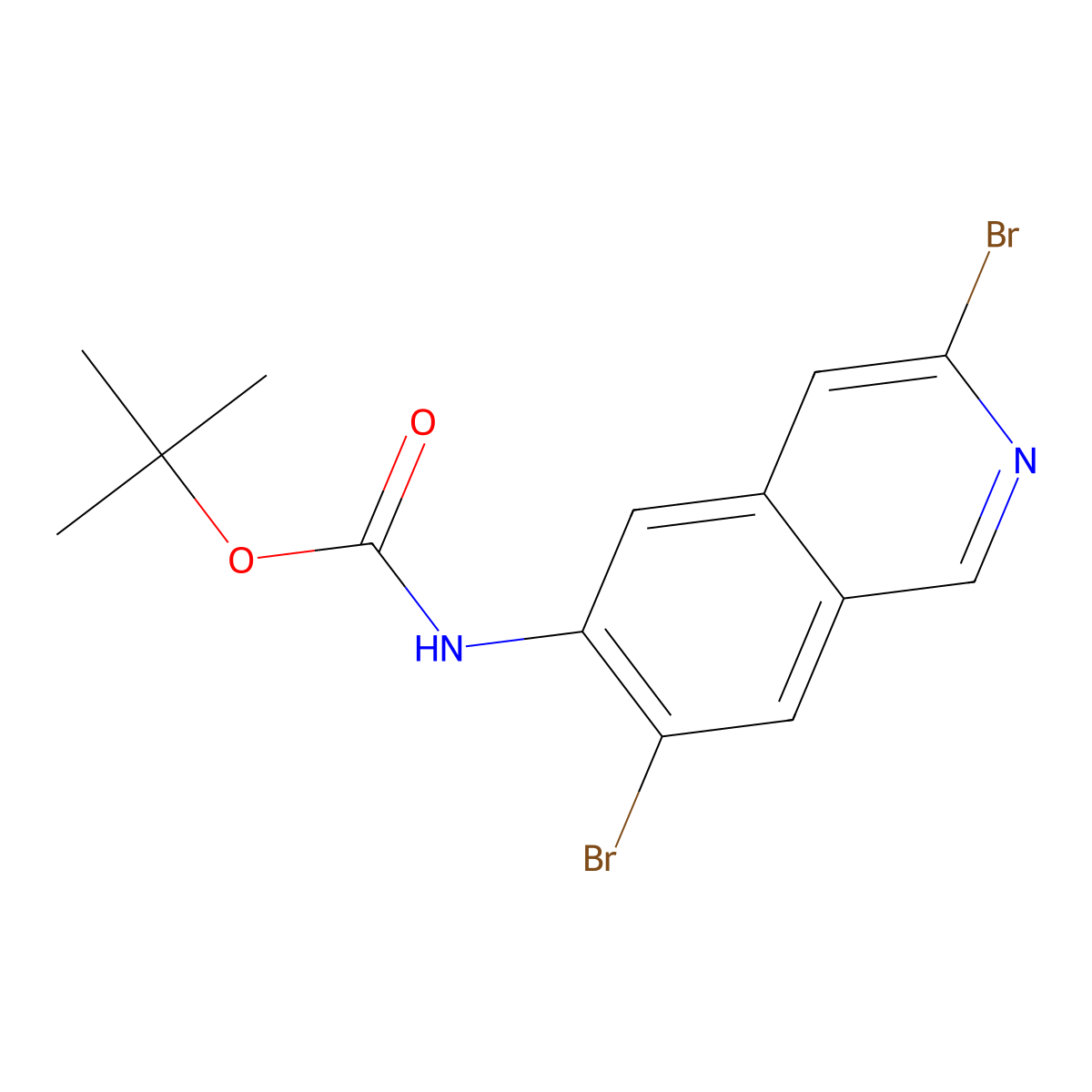 Tert-butyl (3,7-dibromoisoquinolin-6-YL)carbamate molecular structure, CAS 1841444-18-5