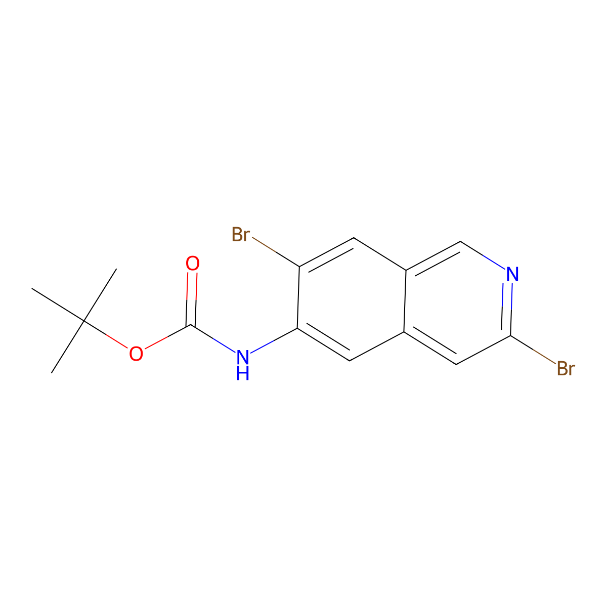 Tert-butyl (3,7-dibromoisoquinolin-6-YL)carbamate molecular structure, CAS 1841444-18-5