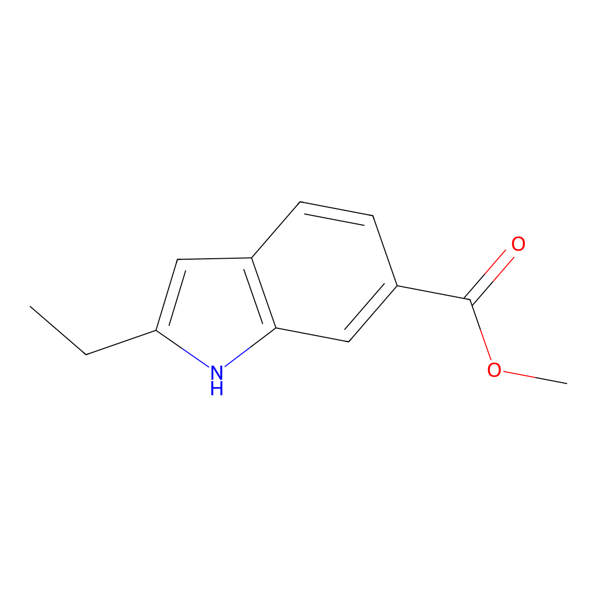 2-Ethyl-1H-indole-6-carboxylic acid methyl ester molecular structure, CAS 184150-81-0