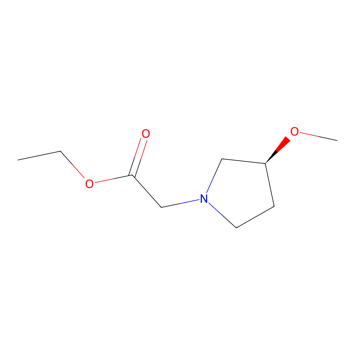 Ethyl (S)-2-(3-methoxypyrrolidin-1-yl)acetate molecular structure, CAS 1841590-75-7