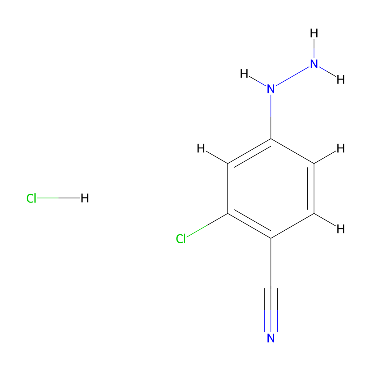 2-Chloro-4-hydrazinylbenzonitrile hydrochloride molecular structure, CAS 184163-39-1