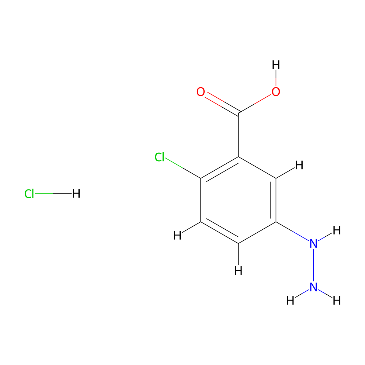 2-Chloro-5-hydrazinylbenzoic acid hydrochloride molecular structure, CAS 184163-49-3