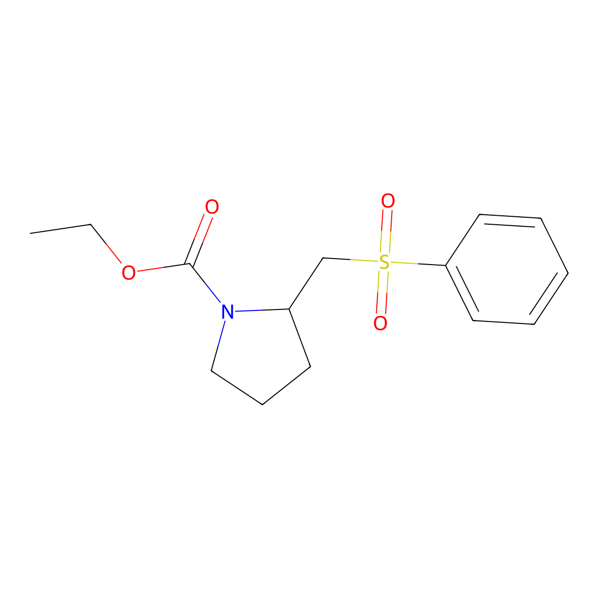 Ethyl 2-((phenylsulfonyl)methyl)pyrrolidine-1-carboxylate molecular structure, CAS 184169-52-6