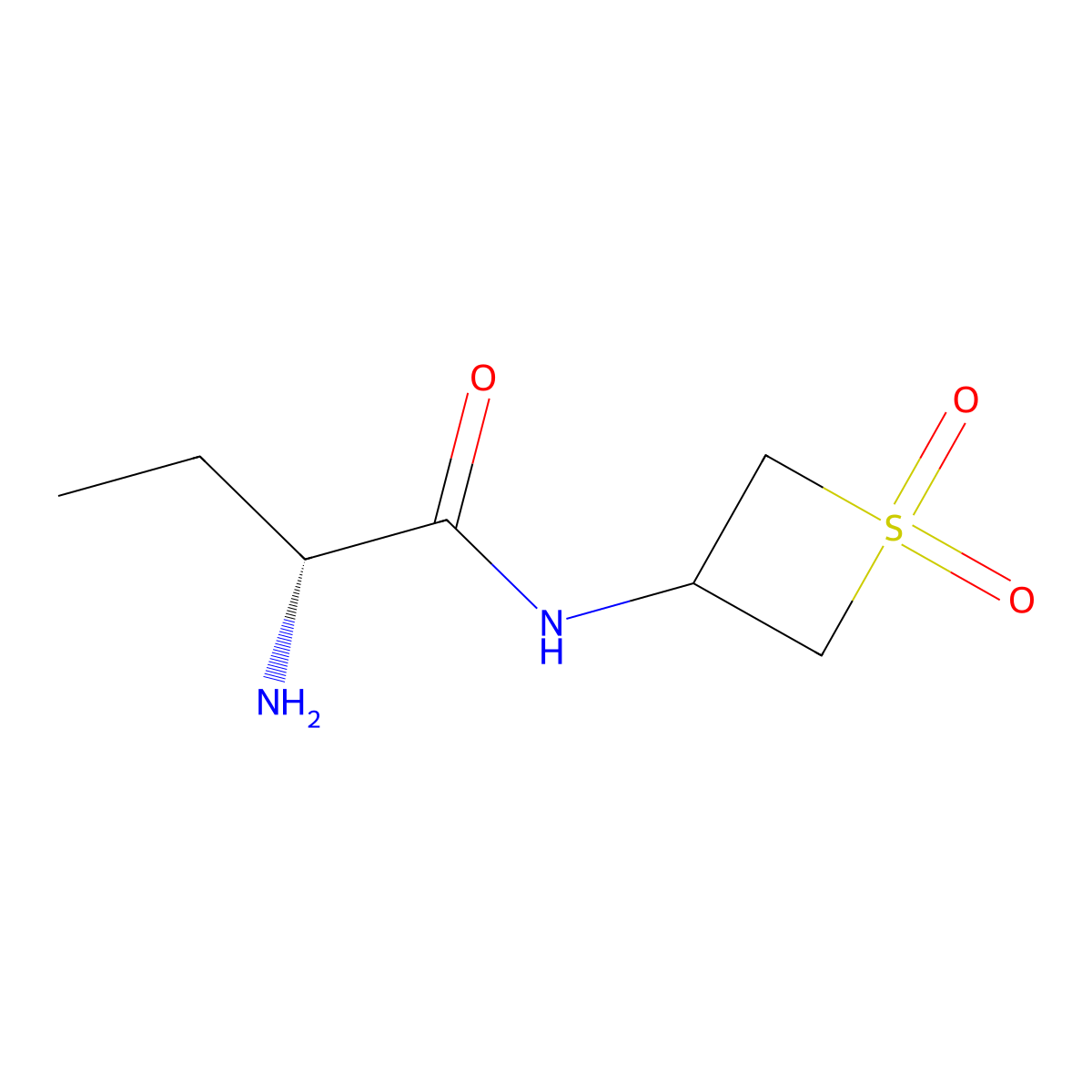 (R)-2-Amino-N-(1,1-dioxidothietan-3-yl)butanamide molecular structure, CAS 1841711-31-6
