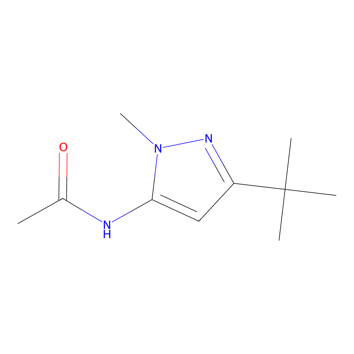 N-(3-tert-butyl-1-methyl-1H-pyrazol-5-yl)acetamide molecular structure, CAS 184172-87-0