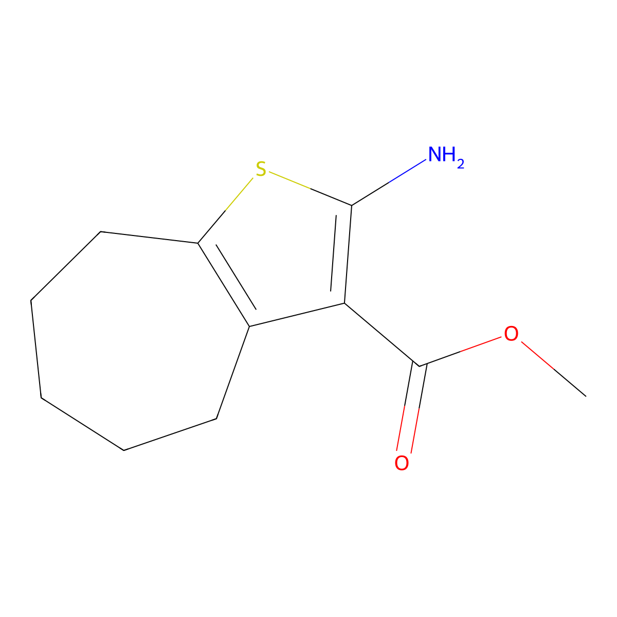 methyl 2-amino-4H,5H,6H,7H,8H-cyclohepta[b]thiophene-3-carboxylate molecular structure, CAS 184174-81-0