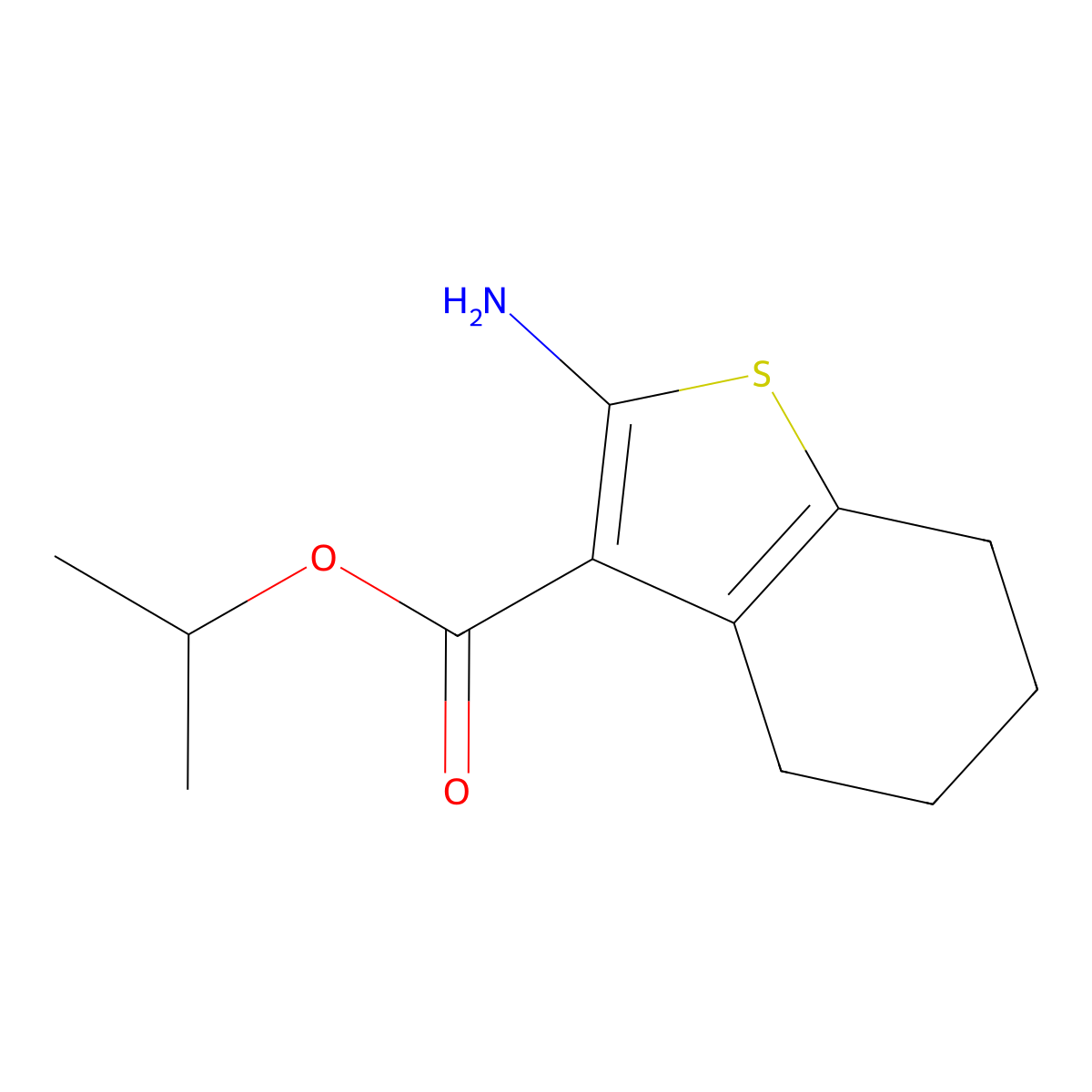 Isopropyl 2-amino-4,5,6,7-tetrahydro-1-benzothiophene-3-carboxylate molecular structure, CAS 184174-82-1
