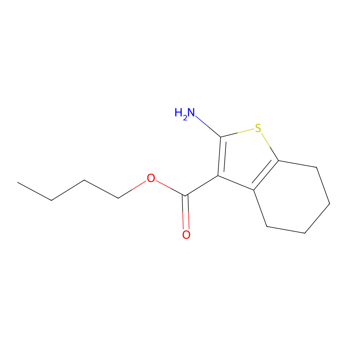 Butyl 2-amino-4,5,6,7-tetrahydro-1-benzothiophene-3-carboxylate molecular structure, CAS 184174-83-2