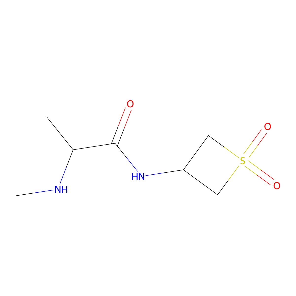 (S)-N-(1,1-Dioxidothietan-3-yl)-2-(methylamino)propanamide molecular structure, CAS 1841755-46-1