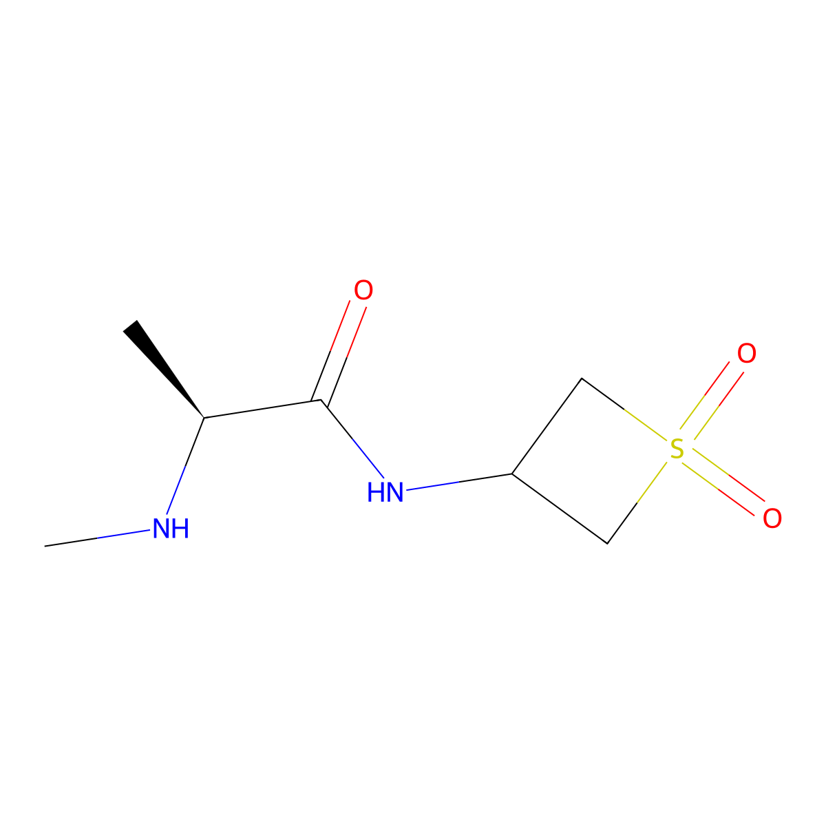 (S)-N-(1,1-Dioxidothietan-3-yl)-2-(methylamino)propanamide molecular structure, CAS 1841755-46-1