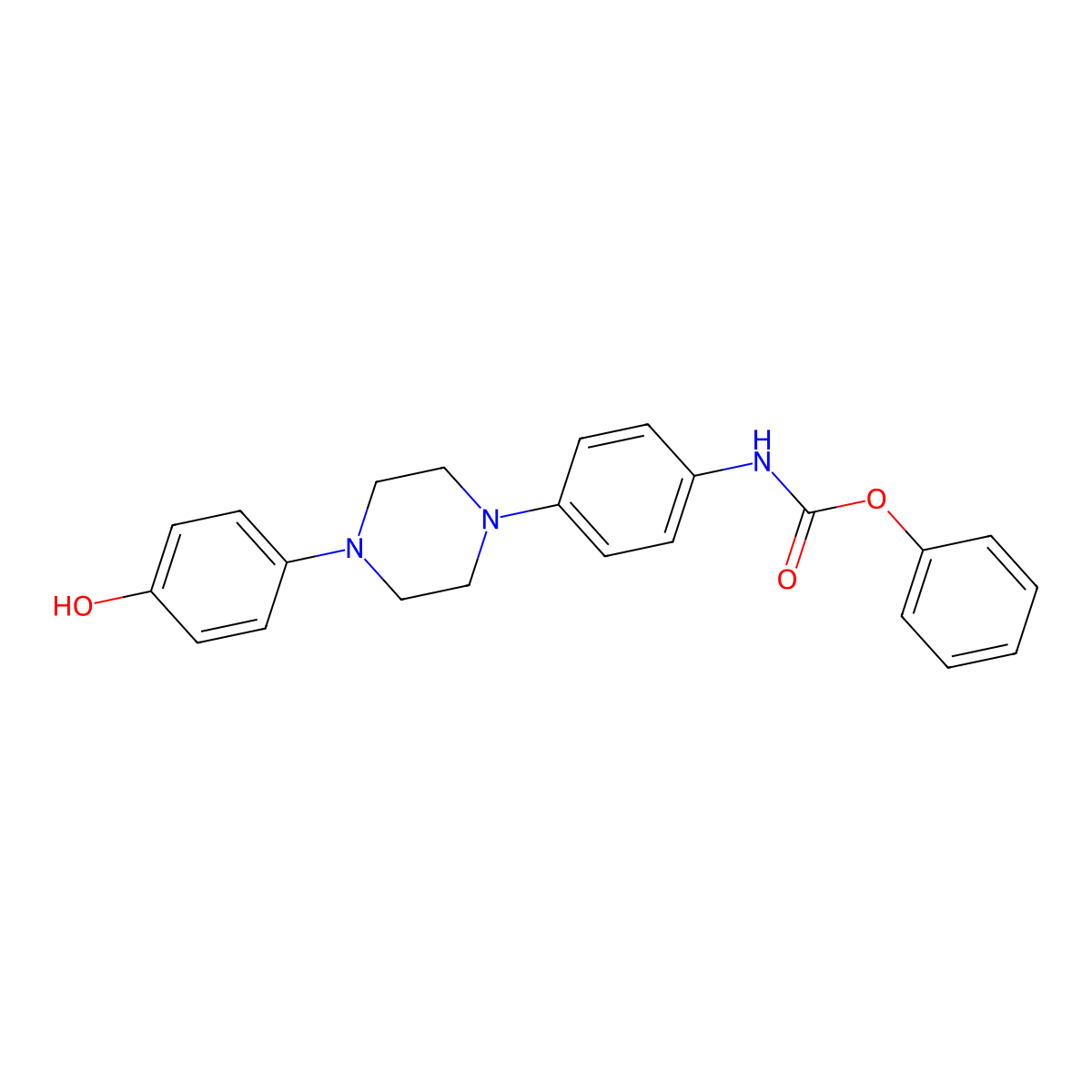 Phenyl (4-(4-(4-hydroxyphenyl)piperazin-1-yl)phenyl)carbamate molecular structure, CAS 184177-81-9