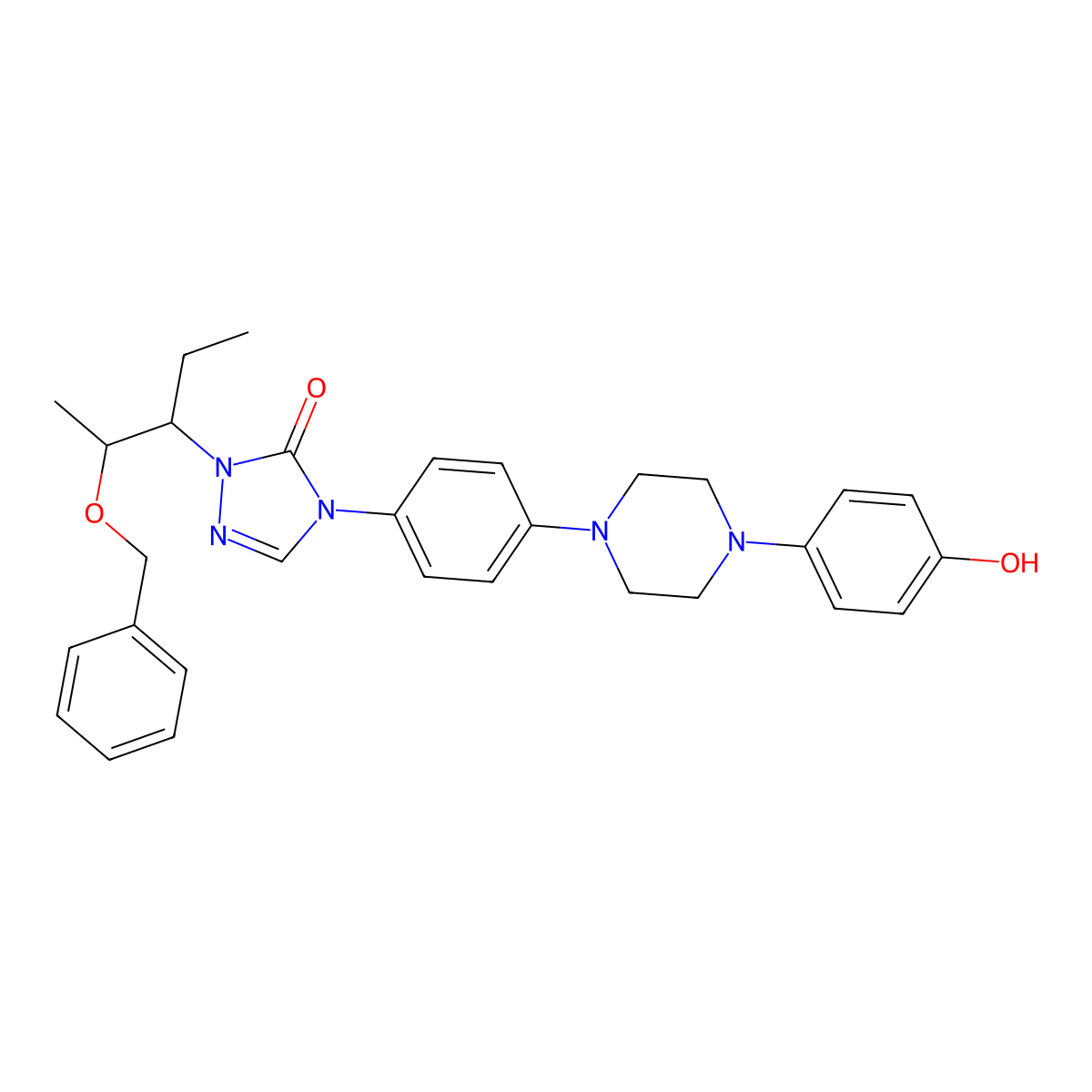 2-((1S,2S)-1-Ethyl-2-(phenylmethoxy)propyl)-2,4-dihydro-4-(4-(4-(4-hydroxyphenyl)-1-piperazinyl)phenyl)-3H-1,2,4-triazol-3-one molecular structure, CAS 184177-83-1