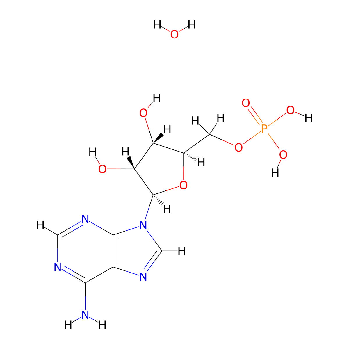 5'-Adenylic acid, monohydrate molecular structure, CAS 18422-05-4