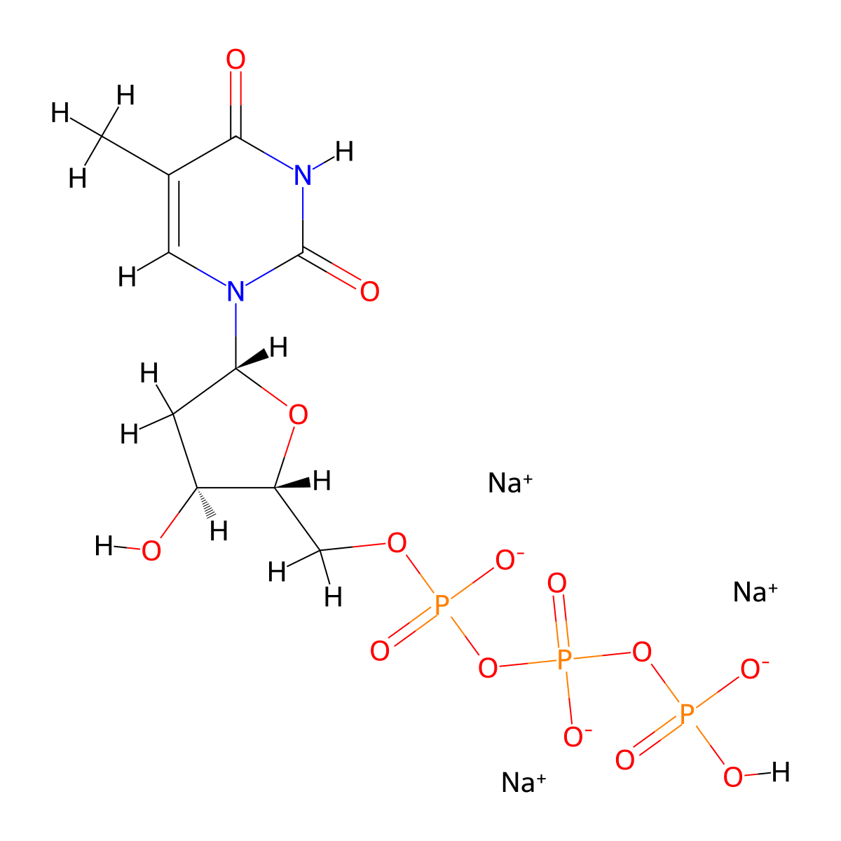 thymidine 5'-triphosphate sodium salt molecular structure, CAS 18423-43-3