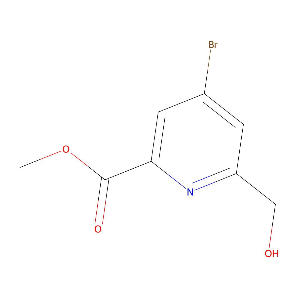 Methyl 4-bromo-6-(hydroxymethyl)picolinate molecular structure, CAS 1842336-50-8