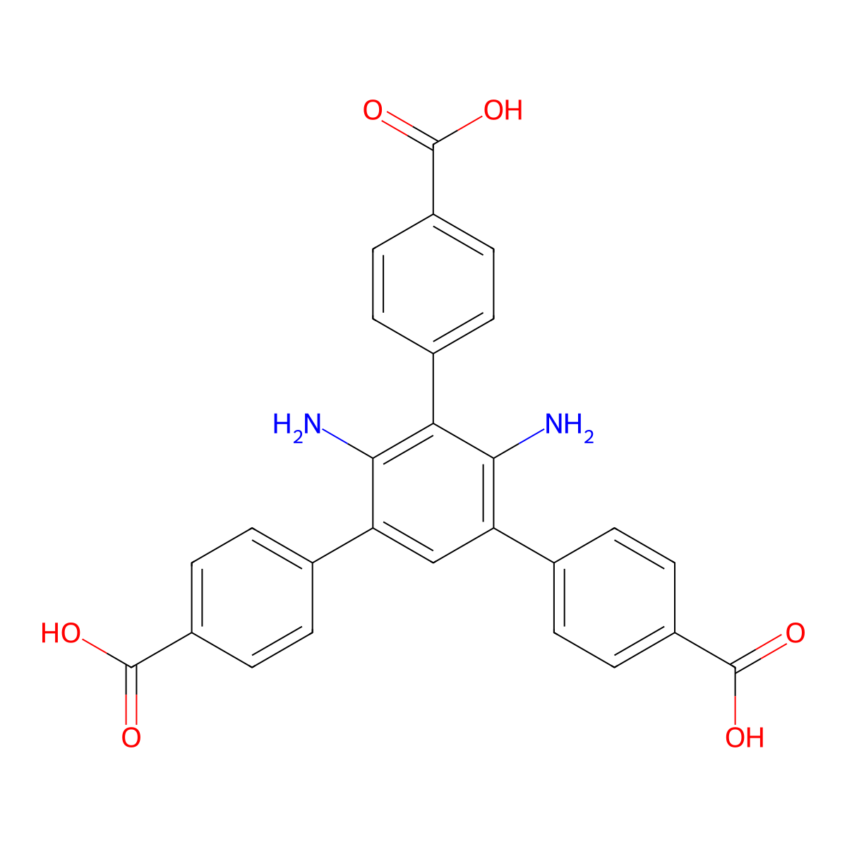 2',4'-Diamino-5'-(4-carboxyphenyl)-[1,1':3',1''-terphenyl]-4,4''-dicarboxylic acid molecular structure, CAS 1842393-51-4