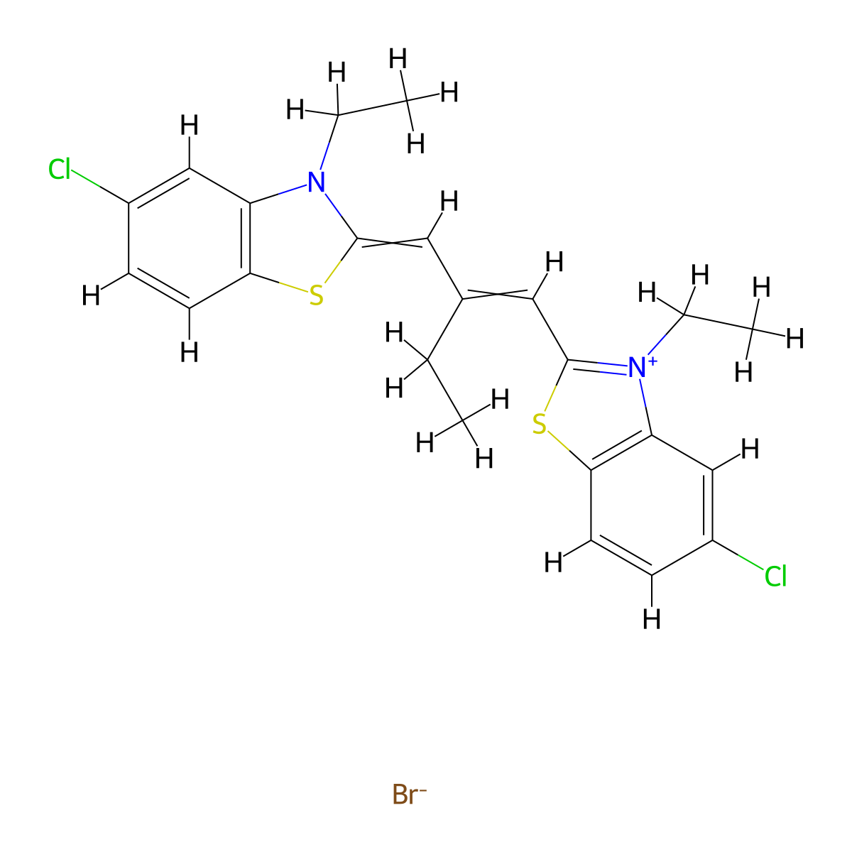 Benzothiazolium, 5-chloro-2-[2-[(5-chloro-3-ethyl-2(3H)-benzothiazolylidene)methyl]-1-buten-1-yl]-3-ethyl-, bromide (1:1) molecular structure, CAS 18426-56-7