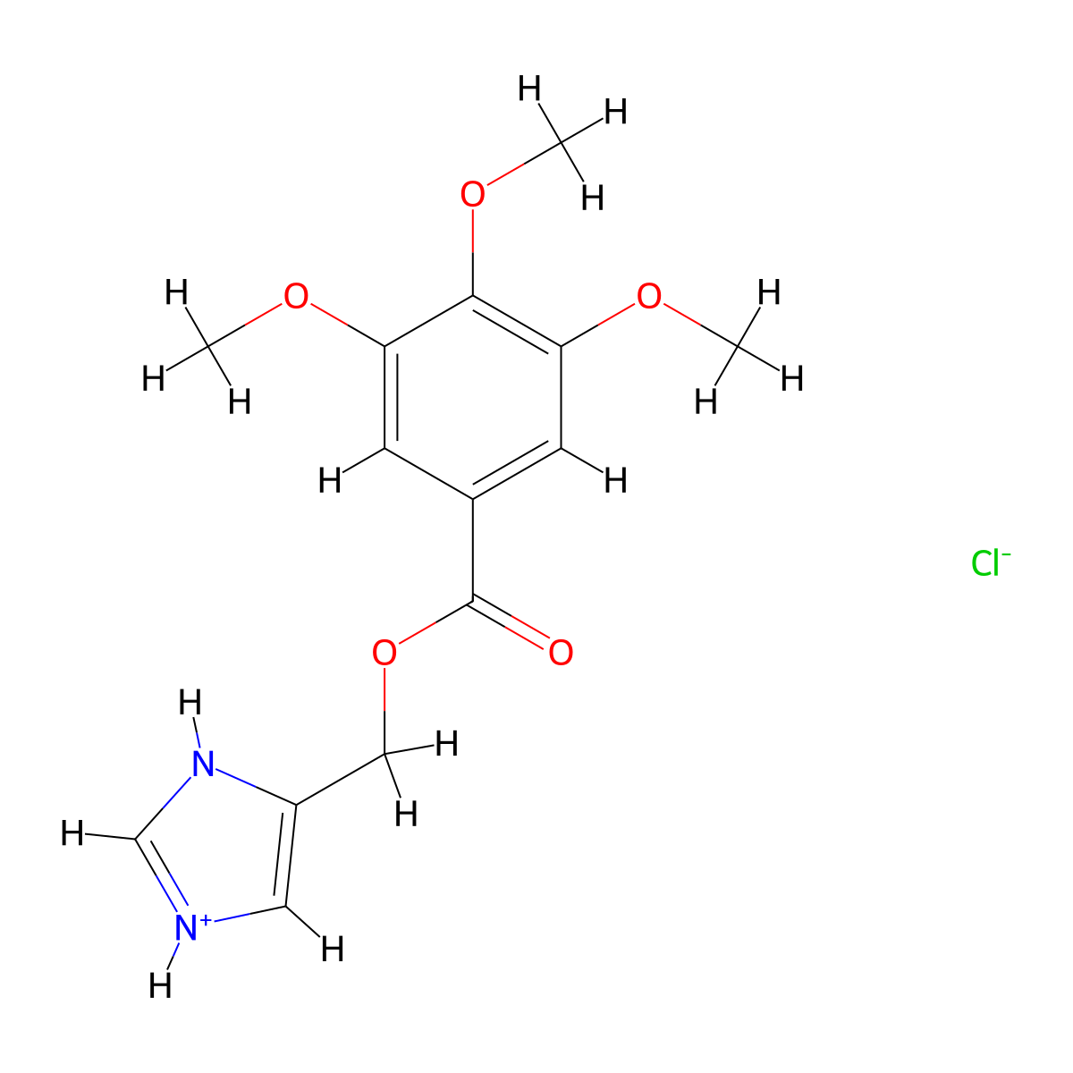 (1H-Imidazol-5-yl)methyl 3,4,5-trimethoxybenzoate--hydrogen chloride (1/1) molecular structure, CAS 18429-74-8