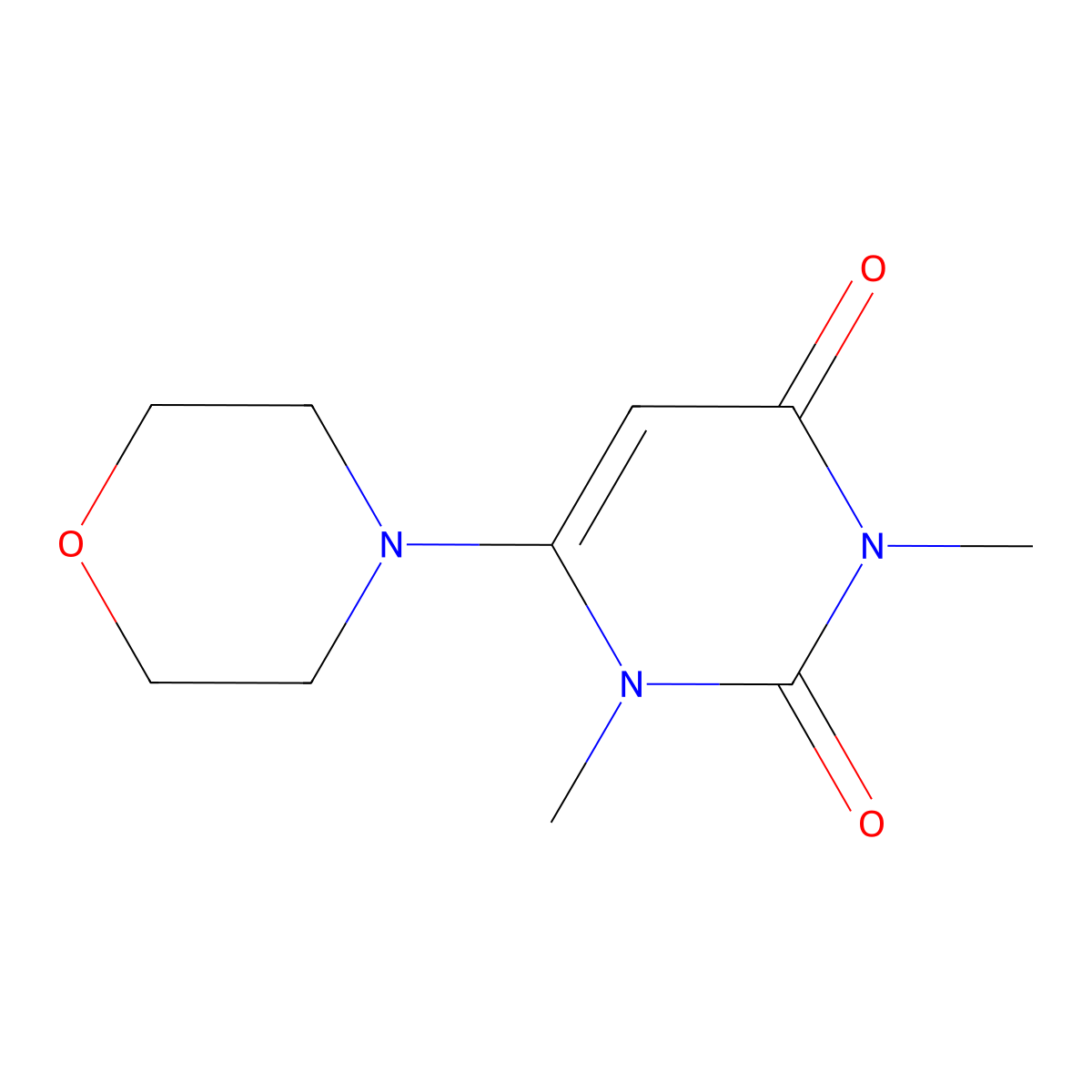 1,3-dimethyl-6-morpholino-2,4(1H,3H)-pyrimidinedione molecular structure, CAS 184290-21-9