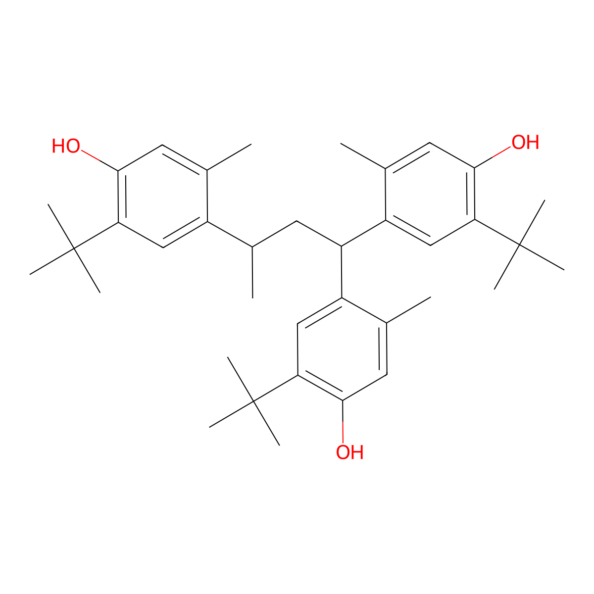 4,4',4''-(1-Methylpropanyl-3-ylidene)tris(6-tert-butyl-m-cresol) molecular structure, CAS 1843-03-4