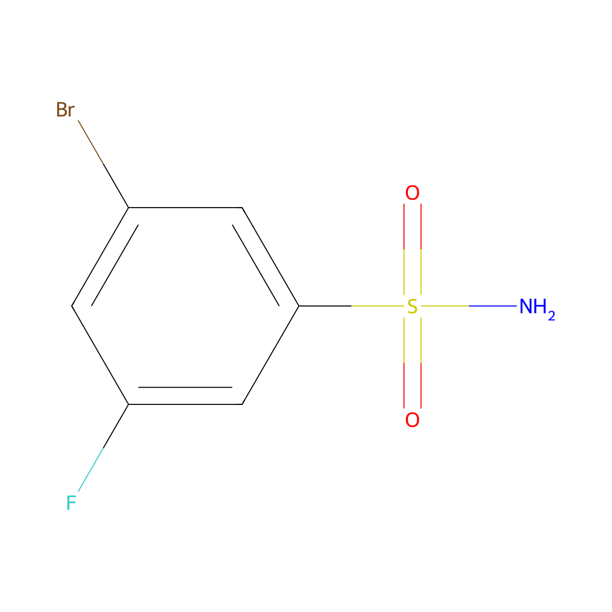 3-Bromo-5-fluorobenzenesulfonamide molecular structure, CAS 1843194-48-8