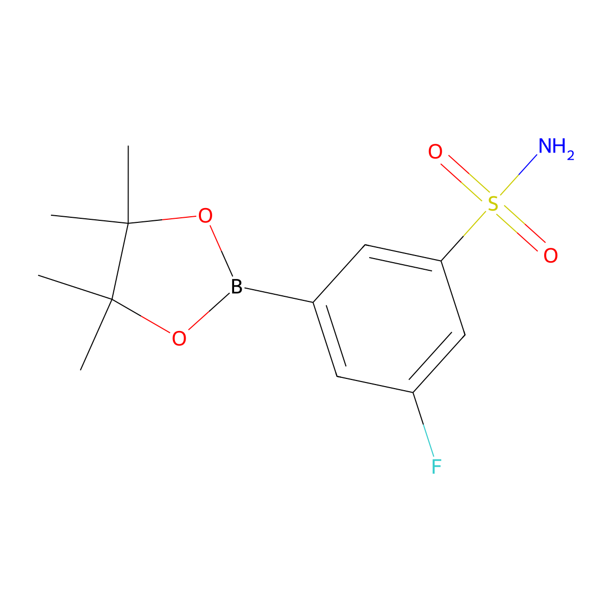 3-Fluoro-5-(tetramethyl-1,3,2-dioxaborolan-2-yl)benzene-1-sulfonamide molecular structure, CAS 1843194-49-9