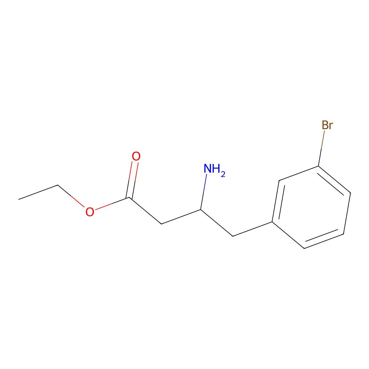 ethyl (3R)-3-amino-4-(3-bromophenyl)butanoate molecular structure, CAS 1843234-07-0