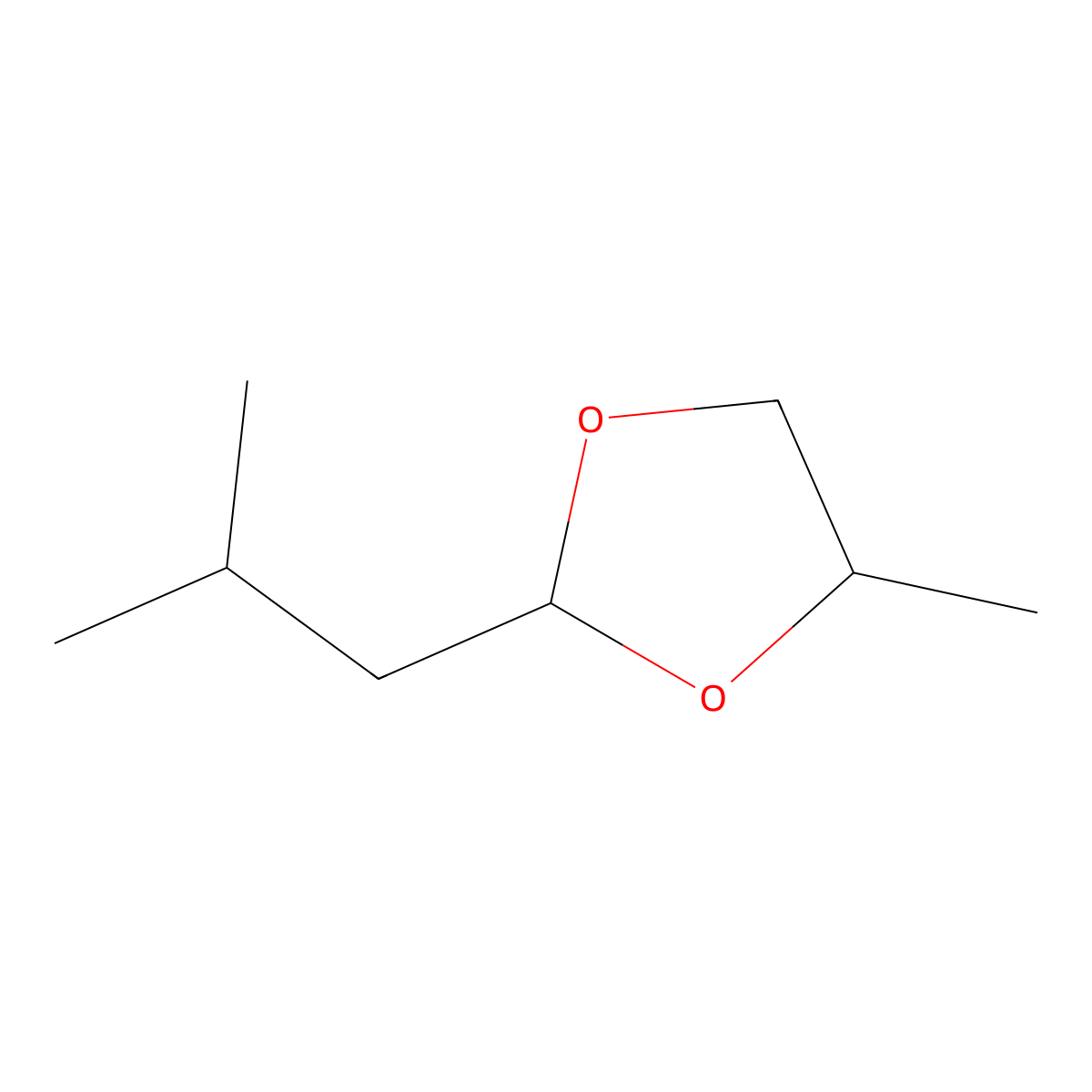 2-Isobutyl-4-methyl-1,3-dioxolane molecular structure, CAS 18433-93-7
