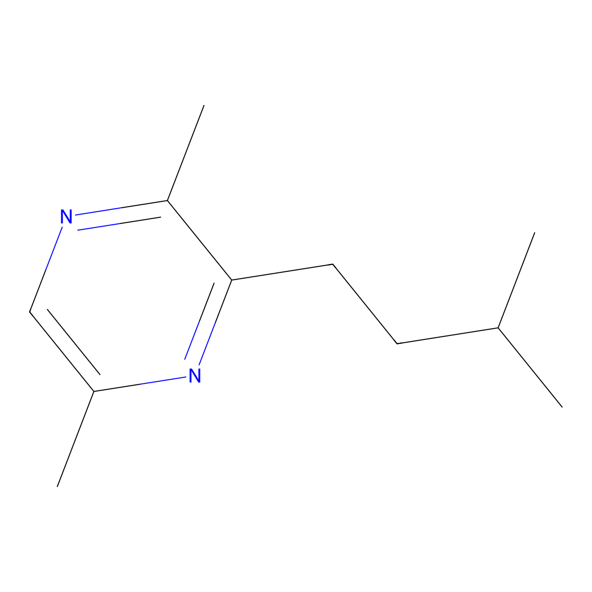 2,5-Dimethyl-3-(3-methylbutyl)pyrazine molecular structure, CAS 18433-98-2