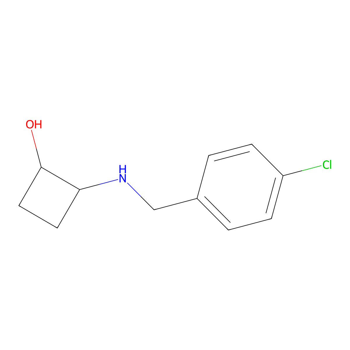 trans-2-{[(4-Chlorophenyl)methyl]amino}cyclobutan-1-ol molecular structure, CAS 1843420-60-9