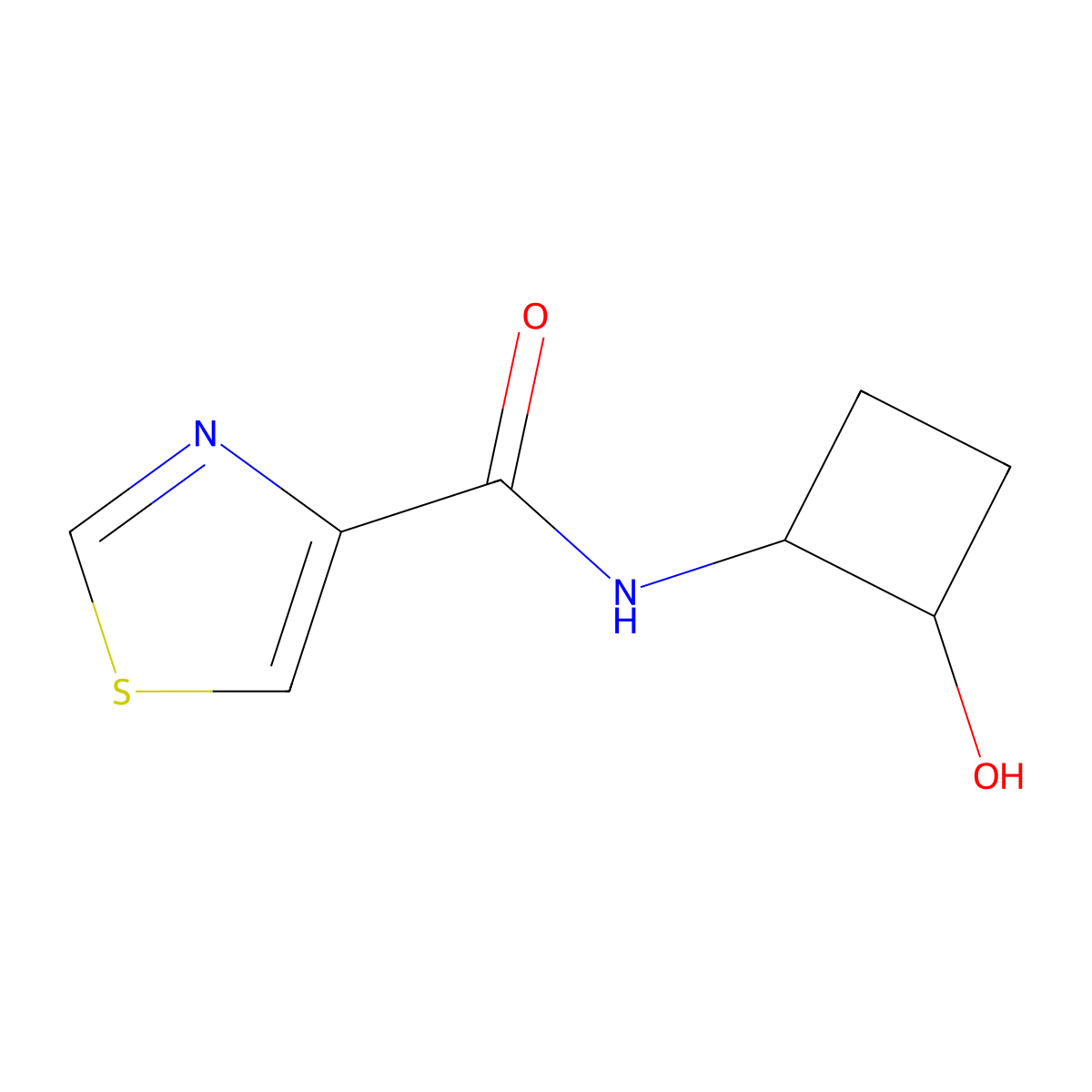N-[(1R,2R)-2-Hydroxycyclobutyl]-1,3-thiazole-4-carboxamide molecular structure, CAS 1843495-37-3