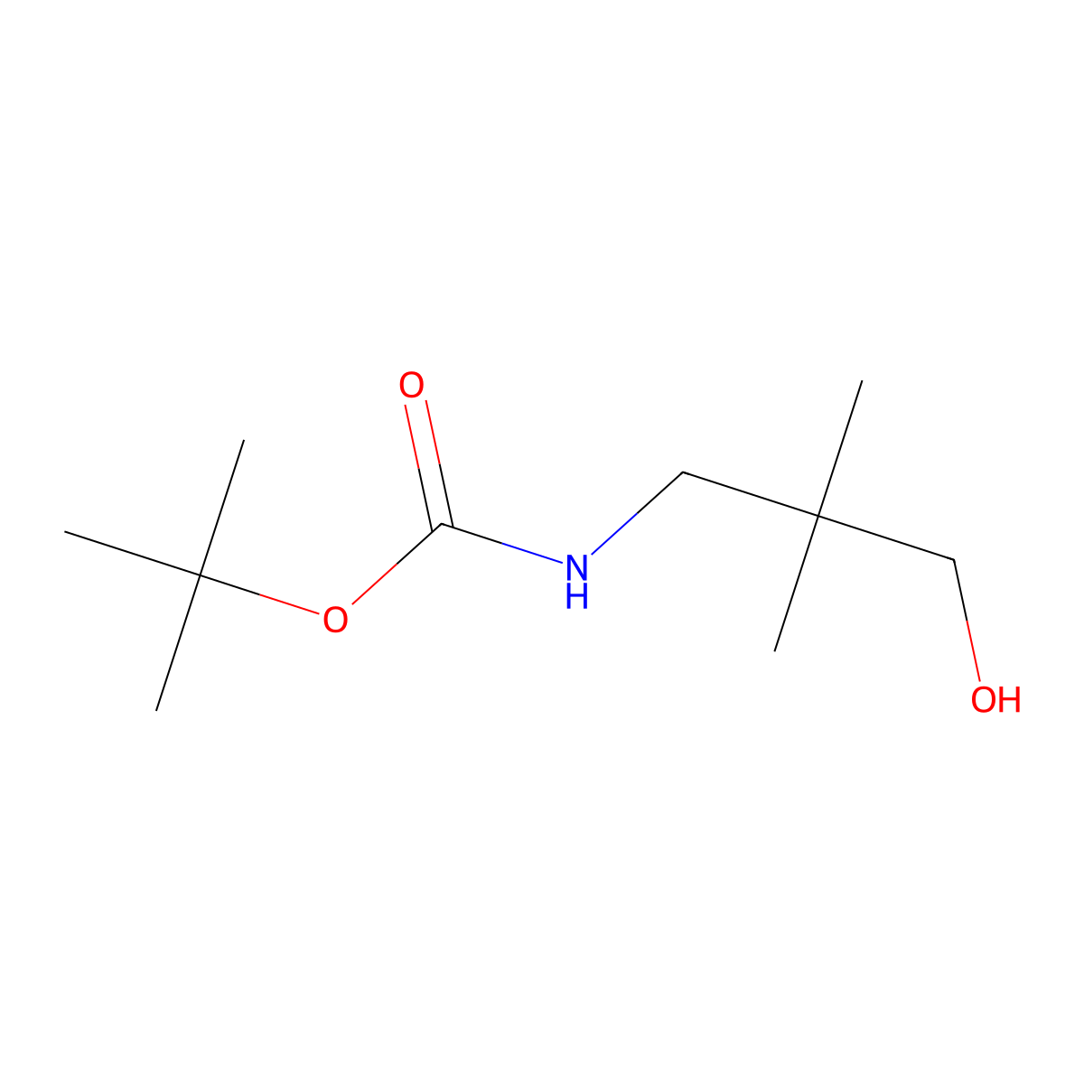 tert-butyl N-(3-hydroxy-2,2-dimethylpropyl)carbamate molecular structure, CAS 184357-44-6