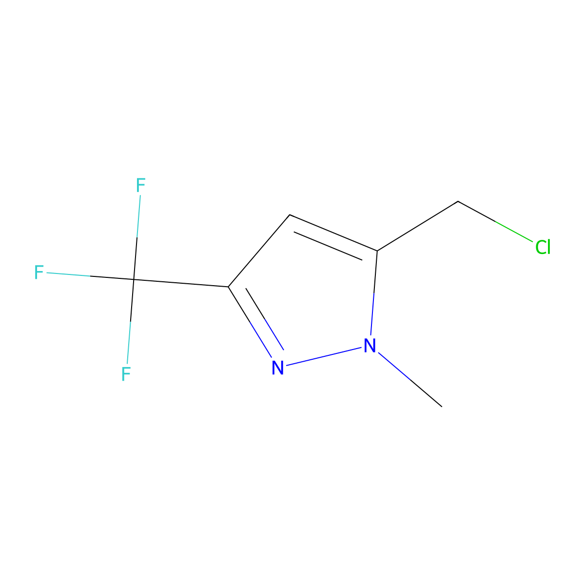 5-(chloromethyl)-1-methyl-3-(trifluoromethyl)-1H-pyrazole molecular structure, CAS 184358-63-2