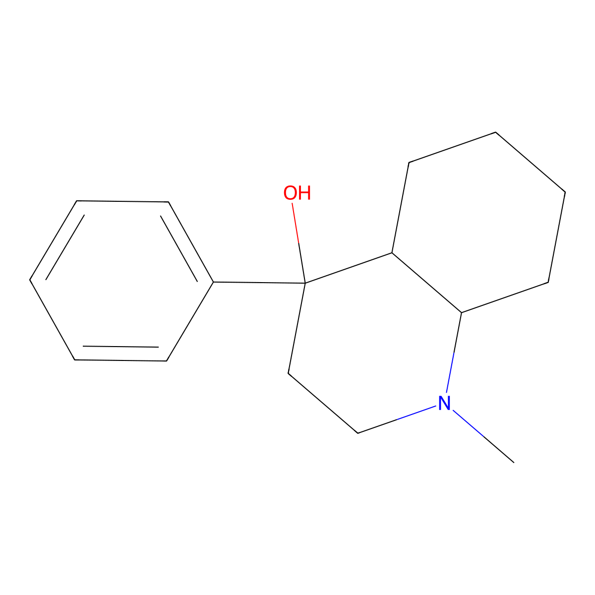 Decahydro-1-methyl-4-phenyl-4-quinolinol molecular structure, CAS 18436-87-8
