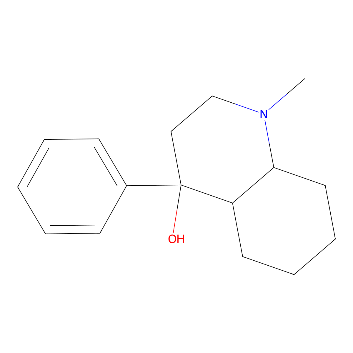 Decahydro-1-methyl-4-phenyl-4-quinolinol molecular structure, CAS 18436-87-8