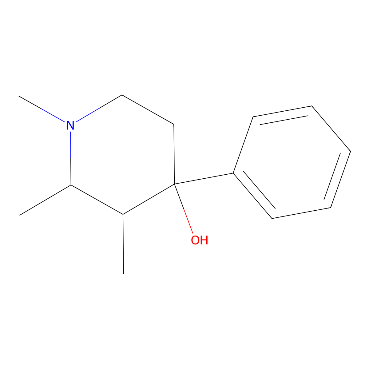 1,2,3-Trimethyl-4-phenylpiperidin-4-ol molecular structure, CAS 18436-90-3
