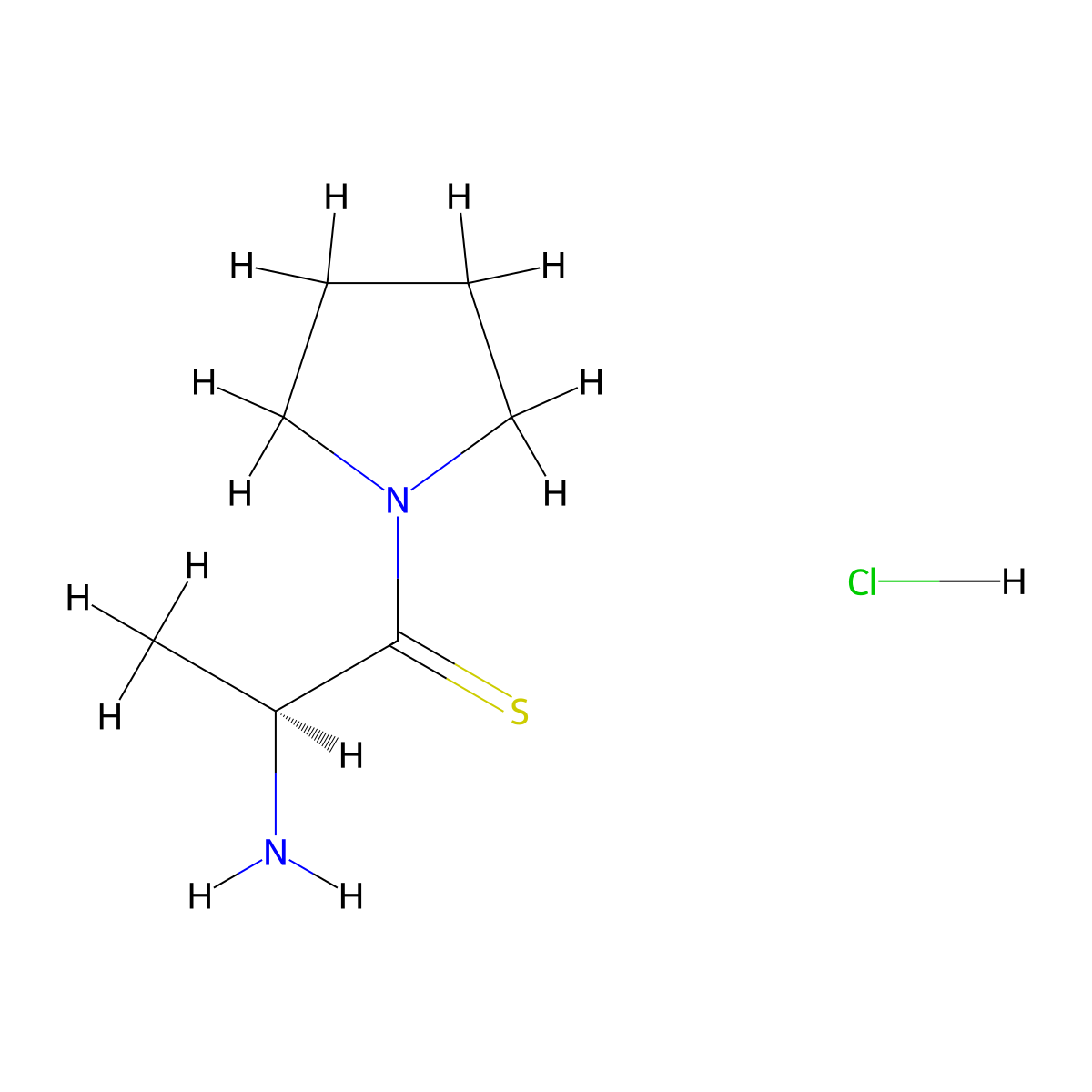 (S)-2-Amino-1-(pyrrolidin-1-YL)propane-1-thione hydrochloride molecular structure, CAS 184360-52-9