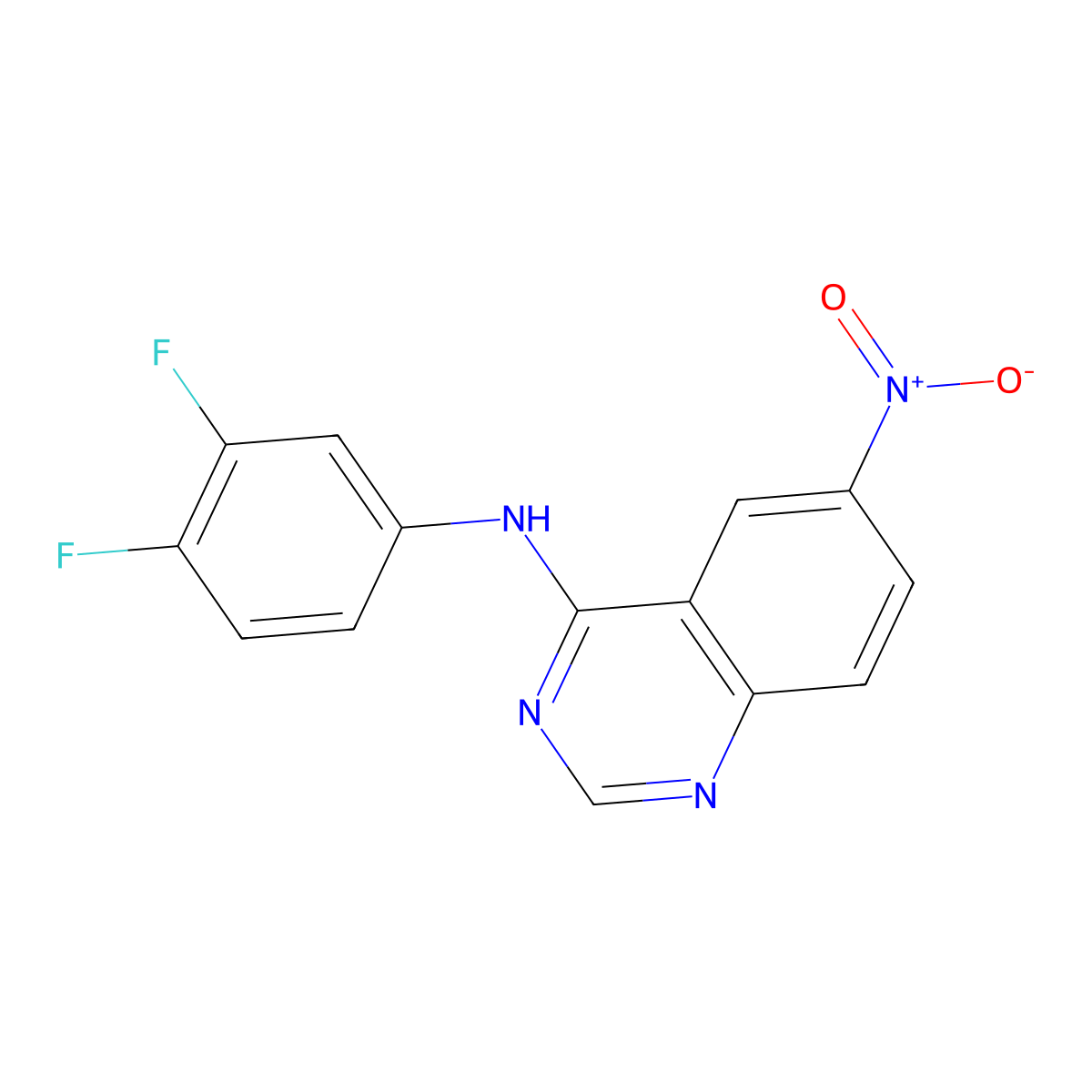 N-(3,4-difluorophenyl)-6-nitroquinazolin-4-amine molecular structure, CAS 184360-64-3