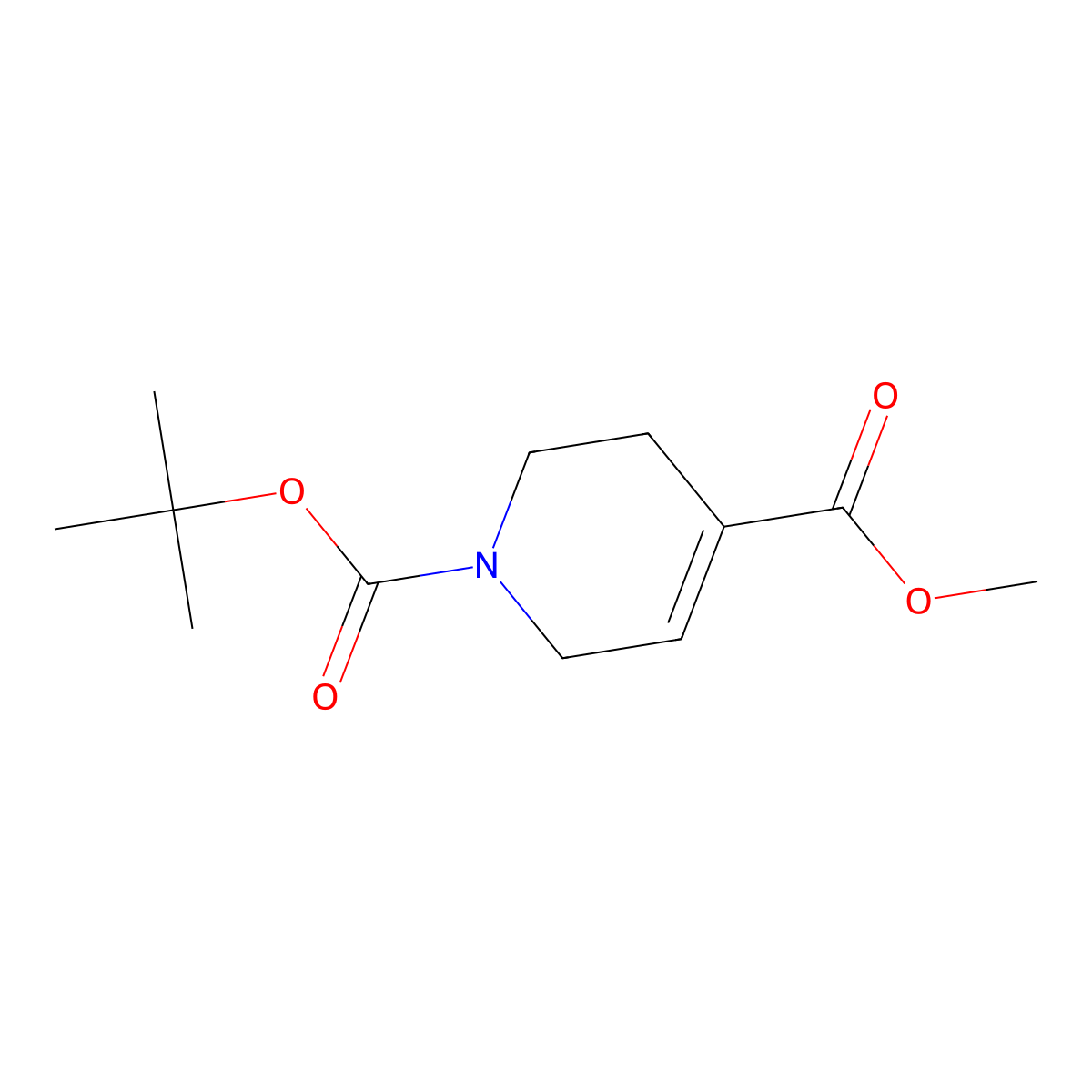 1-Tert-butyl 4-methyl 1,2,3,6-tetrahydropyridine-1,4-dicarboxylate molecular structure, CAS 184368-74-9