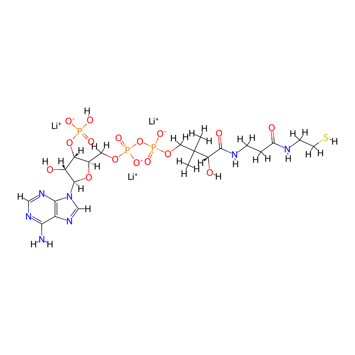 coenzyme a, trilithium salt molecular structure, CAS 18439-24-2