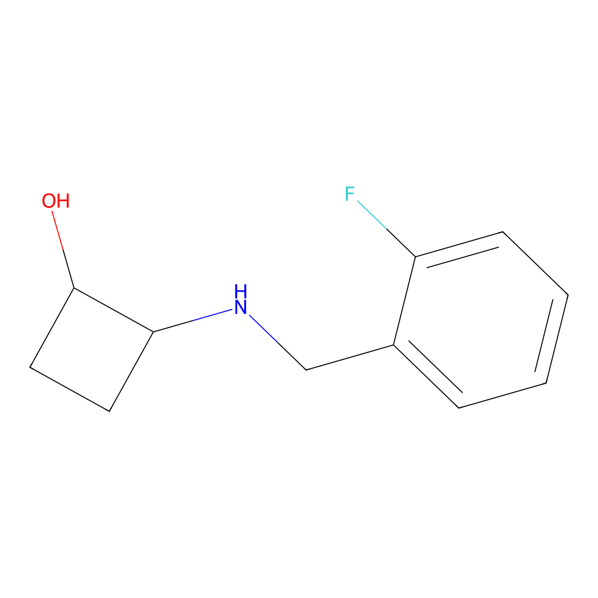 trans-2-{[(2-Fluorophenyl)methyl]amino}cyclobutan-1-ol molecular structure, CAS 1844179-87-8