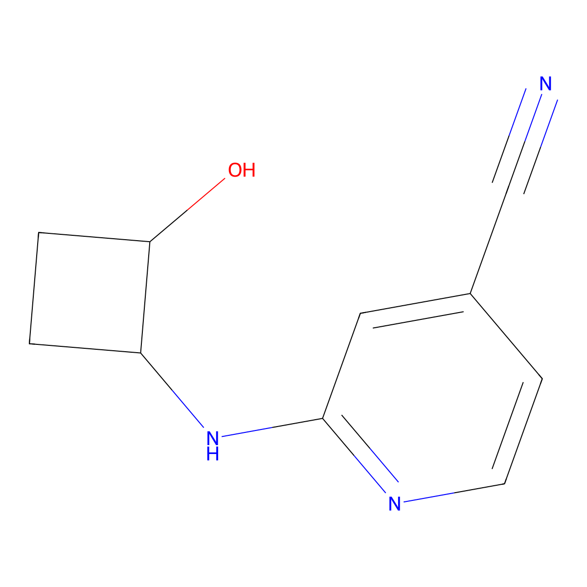 2-{[(1R,2R)-2-hydroxycyclobutyl]amino}pyridine-4-carbonitrile molecular structure, CAS 1844203-80-0