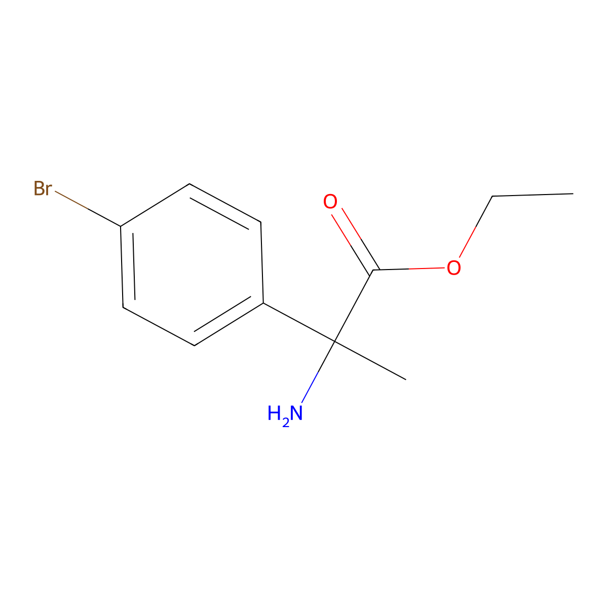 Ethyl 2-amino-2-(4-bromophenyl)propanoate molecular structure, CAS 184427-33-6