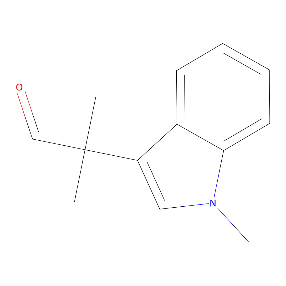 2-methyl-2-(1-methyl-1H-indol-3-yl)propanal molecular structure, CAS 184434-21-7