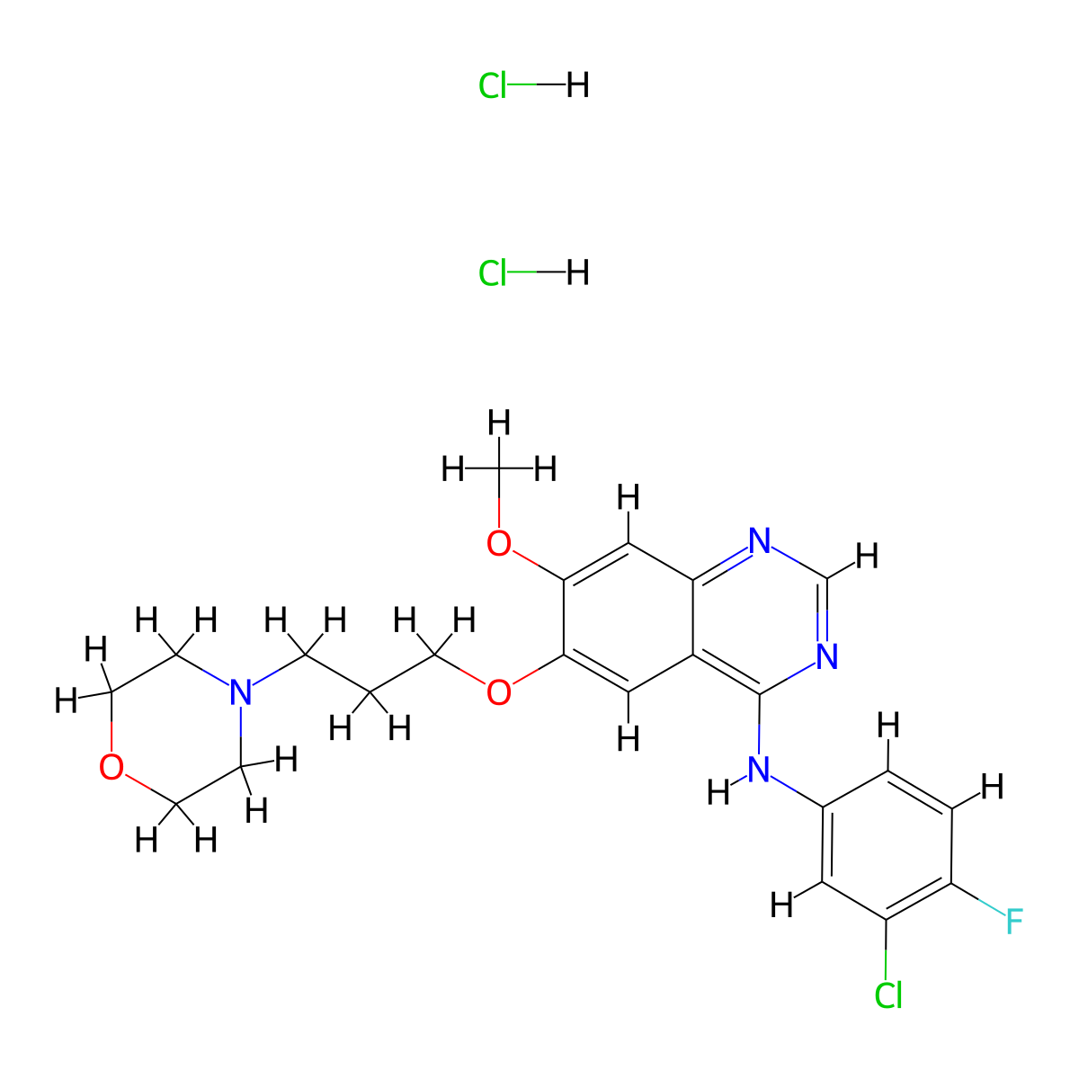 Gefitinib dihydrochloride molecular structure, CAS 184475-56-7