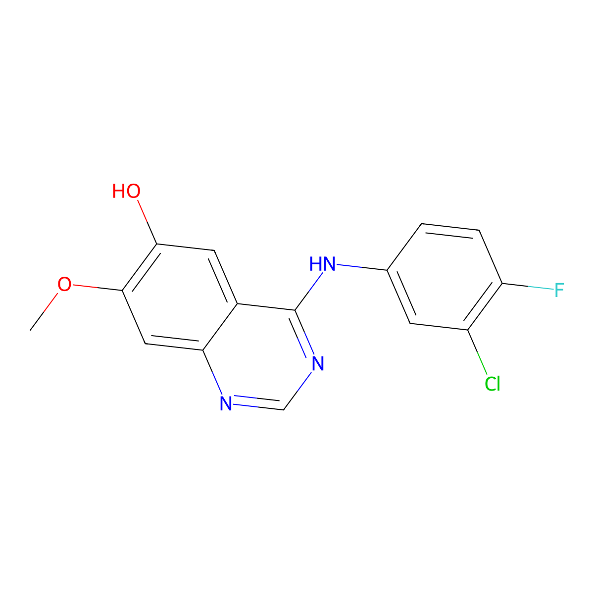4-[(3-Chloro-4-fluorophenyl)amino]-7-methoxyquinazolin-6-ol molecular structure, CAS 184475-71-6