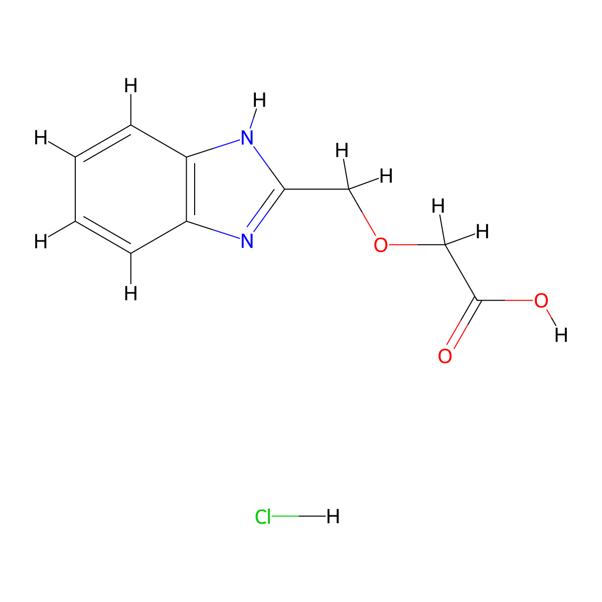 (1H-benzimidazol-2-ylmethoxy)acetic acid hydrochloride molecular structure, CAS 184482-92-6
