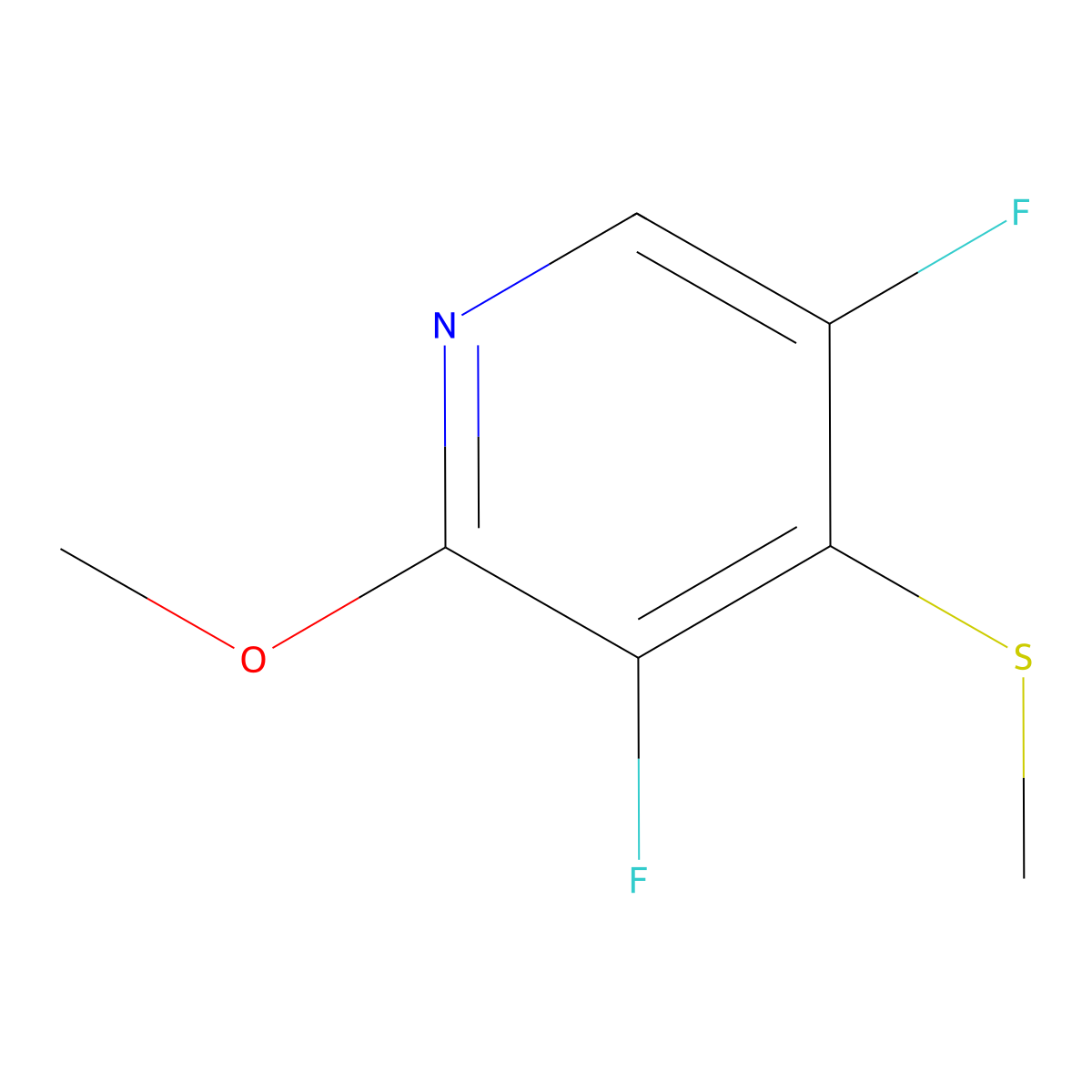3,5-Difluoro-2-methoxy-4-(methylthio)pyridine molecular structure, CAS 184484-15-9