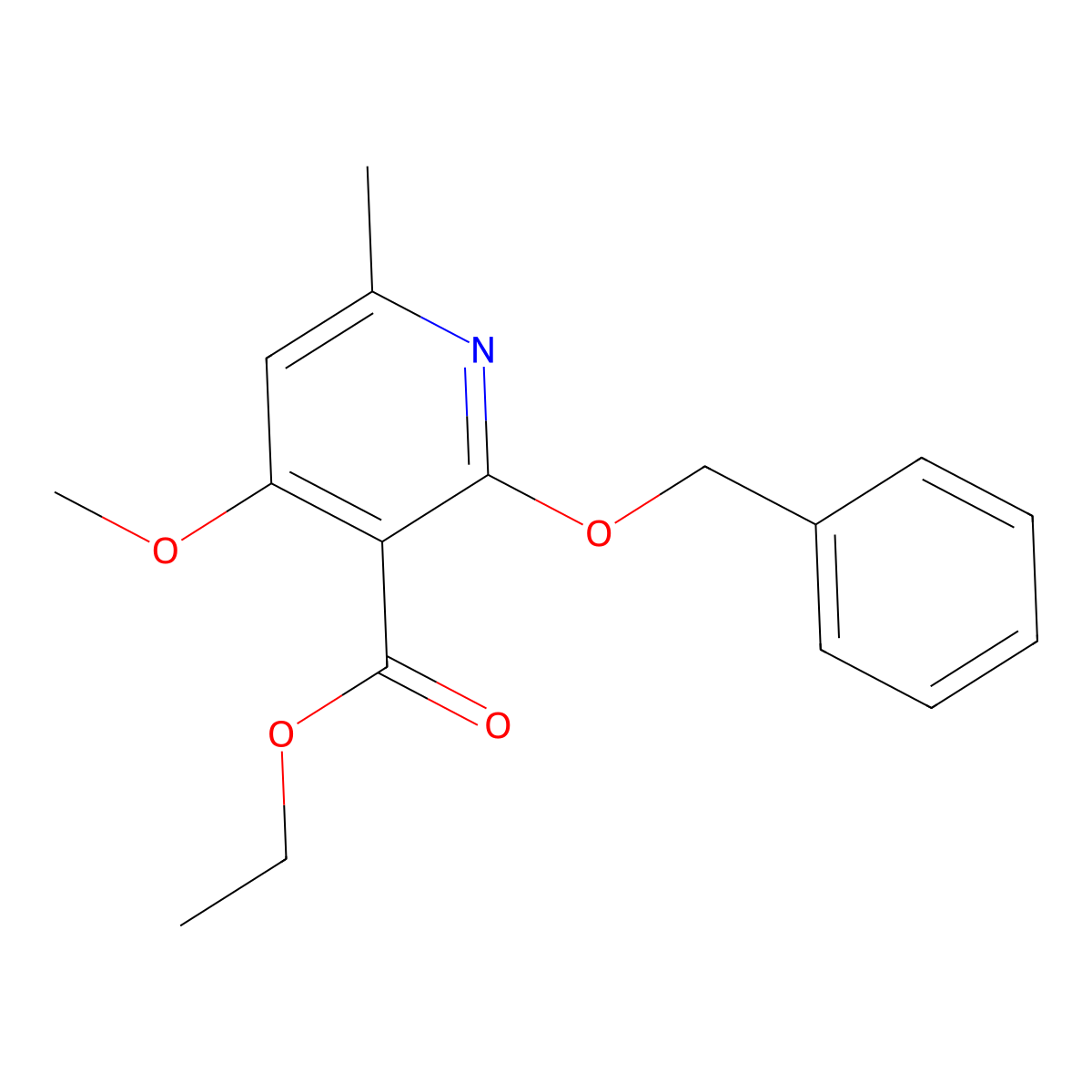Ethyl 2-(benzyloxy)-4-methoxy-6-methylnicotinate molecular structure, CAS 1844851-14-4