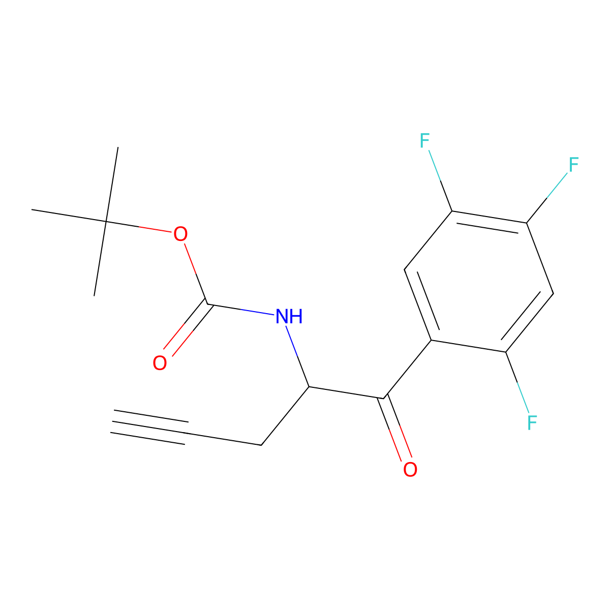 Tert-butyl (1-oxo-1-(2,4,5-trifluorophenyl)pent-4-yn-2-yl)carbamate molecular structure, CAS 1844874-07-2